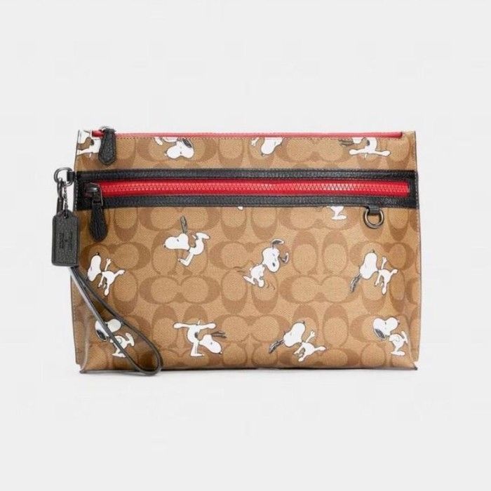 New Coach X Peanuts Carryall Pouch In Signature Canvas With Snoopy ...