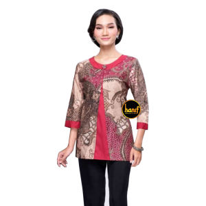 COD Set Pakaian Couple Kemeja Blus Dress Batik Sherina Merah