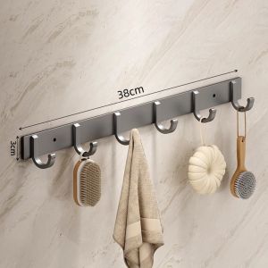 RUSSELLERT Heavy Duty Load Bearing Wall Mounted Hook Rack Aluminum Alloy Strong Adhesive Clothes Hanger Hook Easy To Install 3-8 Hooks Punch-free Storage Hook Bathroom Towel Hanging