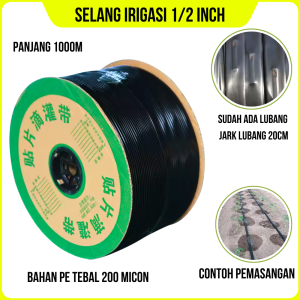 Selang Drip Irigasi Pertanian Panjang 1000 Meter Selang Kebun Pertanian Selang 1/2 Inch