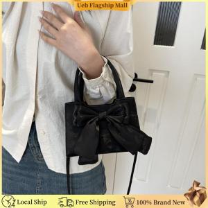 [Ueb Flagship Mall] Women PU Bow Handbag Fashion Shoulder Bag Large Capacity Stylish Messenger Bag Solid Color Elegant Tote Handbag for Outdoor Travel