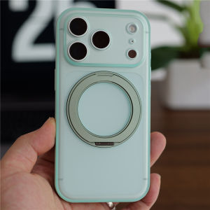 c Rotating Holder Full Lens Protection Matte Phone Case for iPhone 17promax 16Pro 17Pro For Magsafe Hard Shockproof Cover