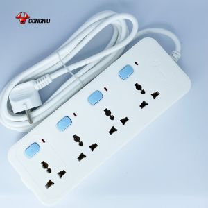 Ổ Cắm Điện Đa Năng Gongniu có dây dài 3 mét với 4 Ổ cắm 3 chấu - 4 Công Tắc công suất 2500W – N3040 chống cháy bảo hành 36 tháng.