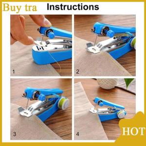 [Buytra] 1 Set Mini Sewing Machine Fast Stitch Labor-saving Fabric Clothes Sewing Tools Handheld Portable Mini Manual Sewing Machine