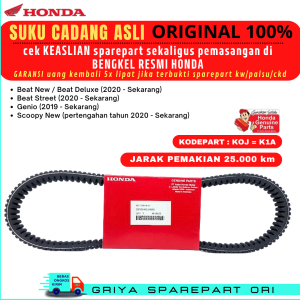 Vanbelt set Roller Genio Ori AHM Vanbelt Genio KOJ K1A Vanbelt Beat Duluxe Original Honda Beat Deluxe Vanbelt set roller Scoopy New Ori Vanbelt Beat Street 2020 2021 2022 Original Honda Genuine Part
