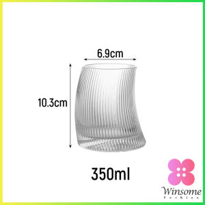 Winsome แก้วค็อกเทล ปลายโค้งกระจกคุณภาพดีดีไซค์เก๋ แก้วน้ำผลไม้ แก้วแก้วลายทาง 350ml 500ml Glass cup