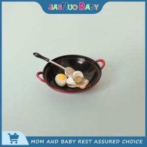 JiaShuo Baby Toy ชุดกระทะตะหลิวทอดไข่จำลอง1:12บ้านตุ๊กตาอุปกรณ์เครื่องครัวขนาดเล็กสำหรับบ้านตุ๊กตาอาหารของเล่น