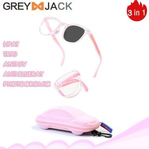 Grey Jack Kacamata Anak Antiradiasi Blueray Photocromic Anti UV Bisa Di Lipat TR90+Silicon Terbaru Fashion Anak Laki-laki dan Perempuan 666