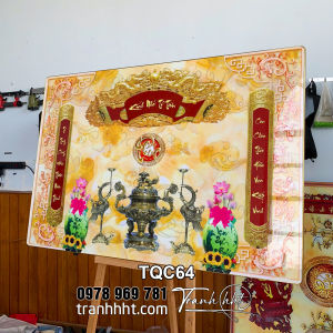 Tranh treo tường phòng thờ câu đối ý nghĩ kính tổ tiên tráng gương Khung tranh cửu huyền thất tổ TQC64