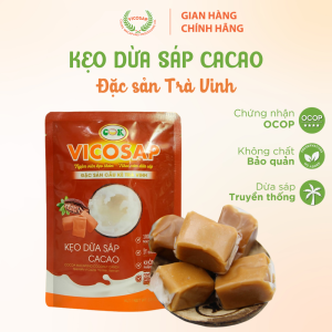 Kẹo dừa sáp VICOSAP vị nguyên chất lá dứa ca cao kẹo mềm dẻo ít đường đặc sản Trà Vinh
