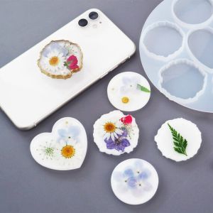 Cetakan Resin Pop Socket Penyangga Hp Phone Holder Gantungan Kunci Bentuk Bulat Bergerigi Love Cetakan Liontin Anting Kalung Bahan Silikon Karet Silicone Elastis Lentur Silicon Anti lengket