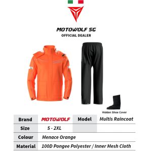 Motowolf Multis Raincoat (Retractable In-Built Shoe Cover)