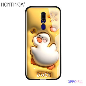 Hontinga Casing For OPPO F11 Pro F3 F5 F7 F9 Find X2 Pro X5 Pro 5G R11S R15 K1 R17 Pro R7 Plus F1 Plus R9S Plus Reno Case Inflate Design Duck SpongeBob Phone Case Tempered Glass Back Casing Hard Cases