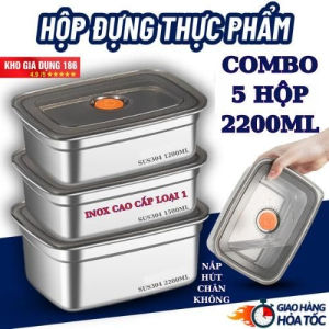 Hộp đựng Thực Phẩm Inox 304 Có Nắp đậy Kín 2200ml Loại Dày