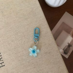 WAYCAI Resin Colorful Flower Keychain Pendant Rope Decoration Hanging Jewelry Mini Keychain Cute Sweet Bag Decoration Student