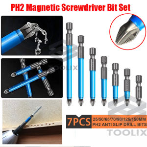 7Pcs Magnetic Anti-Slip Screwdriver Drill Bit Cross Head Magnetic PH2 Standard Phillips Bits Set