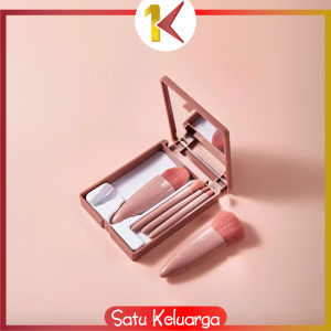 SK-K191 Set Kuas Make Up Portable Plus Cermin Rias / Makeup Brush Set 5IN1 With Box Brush Foundation