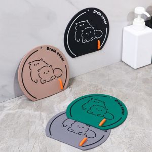 KJ57K Polar bear Floor Drain Cover Cartoon Pattern PVC Sink Drain Cover Cute Insect-Proof Sink Strainer Kitchen