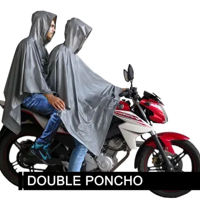 Jas Hujan Terusan Pasangan Double Poncho Raincoat Karet PVC