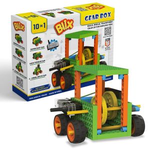 Blix Gear Box STEM Construction Kit - 10-in-1 DIY Gears and Motorized Cars for Kids 9+ Years