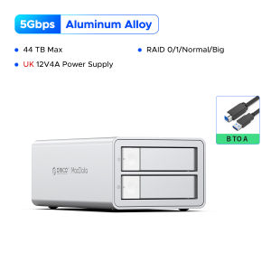 Orico 99 Series 5Bay Aluminum DAS RAID Solution Type-C Personal Storage HDD Docking Station Large Capacity 150W Power for 2.5 3.5 Inch Hard Drive Case External Hard Drive HDD Enclosure