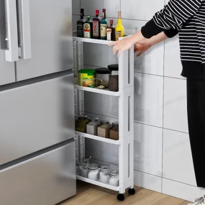 Kệ Hẹp Di Động 4 Tầng Có Bánh Xe Di Chuyển Siêu Tiện Dụng