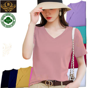 High quality  cotton Basic Plain v neck t shirt for women panglakad Plus size  L XL XXL ZGV001 Black Green red fushia navy blue old rose purple violet white