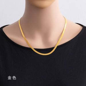 Kalung Pria Wanita Titanium Gepeng Pipih Emas Gold SIlver Perak  Cowok Cewek