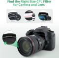 PROfezzion 58mm Circular Polarizer Filter for Canon EOS Rebel T7 T6 T8i T7i T6i T6s SL3 with EF-S 18-55mm Kit, Ultra Slim Multi-Coated Circular Polarizing Filter 12 Layers CPL Camera Filter. 