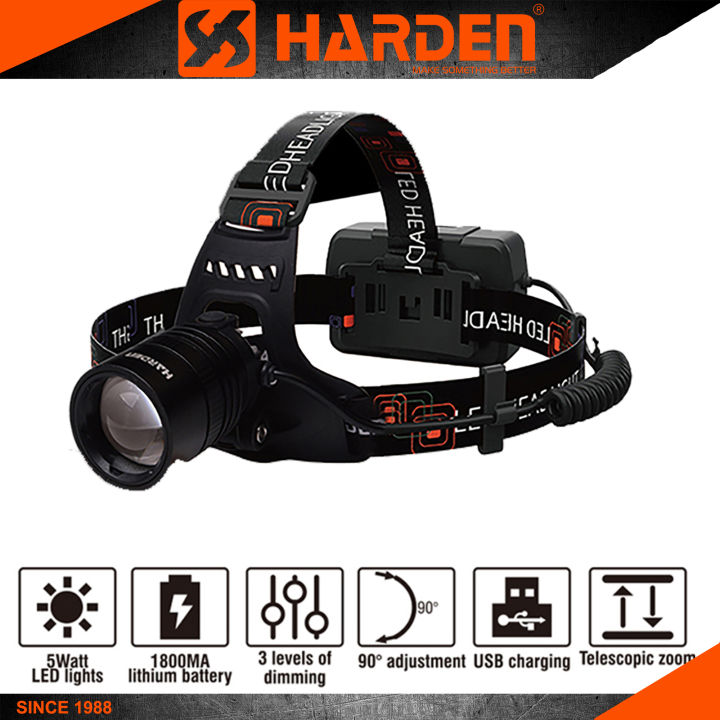 Harden 660735 Rechargeable Head Light 1800mAh Li-ion 180 Lumens