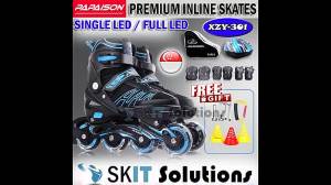 PAPAISON XZY-301 Inline Roller Skates Blade Scooter Skating Adjustable 4 Sizes Beginner Kids Adults Safety Guard Helmet