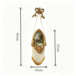 FFBH French Retro Wall Accents Pearl Tassel Bedside Wall Paintings Luxury Home Wall Hanging Crafts Interior Furniture Accessories T2Y7B
