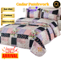 Cadar Patchwork 3 In 1 Design Baru Set Saiz Queen Bedding Hamparan Alas Tilam Bed Sheet. 