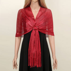 ผ้าคลุมไหล่สีทองและสีเงินของผู้หญิงชุดราตรีผ้าไหมผ้าพันคอแต่งงาน