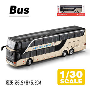 LEO 1:30 Business Double Decker Bus Diecast Model Car Alloy Cars Toys Collection Gift For Kids Boy Girl