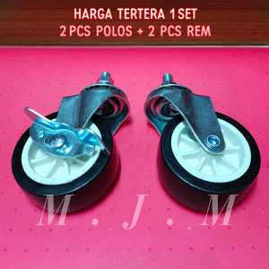 Roda Mesin Jahit 3 inchi PVC Set ( 2 Hidup + 2 Rem) BAUT M10 Roda troli Hitam Etalase Lemari Furniture