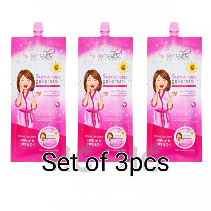 AN【Set of 3pcs】Brilliant Skin Whitening Sunscreen Sunblock Sachet 50g ...