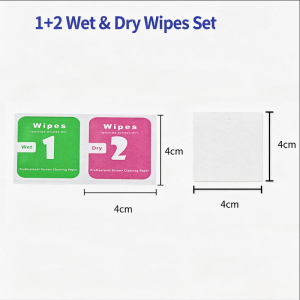 100pcs Dry + Wet Alcohol Pad Mobile Phone Dust Removal Cleaning Pack Tempered Glass Camera Lens Wipes Paper Tools Set