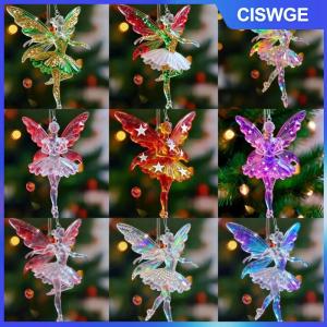 CISWGE Lấp lánh 2D Acrylic Mặt dây Ballerina mô phỏng cây Giáng sinh treo xe gương chiếu hậu quyến rũ trang trí đồ trang trí