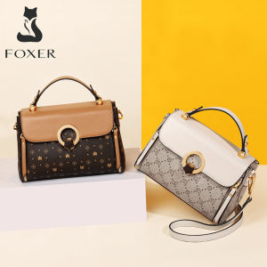 FOXER Women PVC Leather Fashion Monogram Shoulder Bag Retro Female Handbag Casual Ladies Crossbody Bag