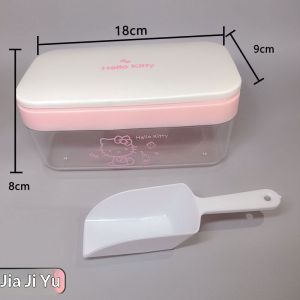 STAR FRUIT Hello Kitty Silicone khay đá với nắp và muỗng dùng cho thực phẩm pressable Khuôn đá để sử dụng nhà dễ thương thiết kế hoạt hình