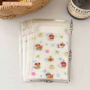 50pcs Cute Cartoon Self-adhesive Bag Gift Candy Packaging Bag Transparent OPP Bag
