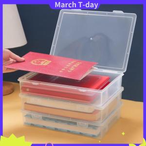 March กล่องเก็บแฟ้มพลาสติกใสกล่องเก็บของทรงสี่เหลี่ยมกล่อง A4กล่องจัดระเบียบกันฝุ่นบนโต๊ะ
