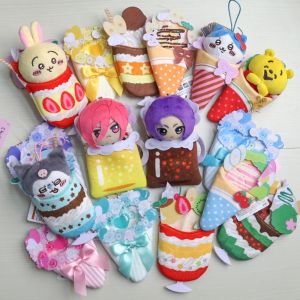 ONFIN Miniature Dollhouse Miniature Bed Mattress Furniture Toy 10cm Doll Lovely Sleeping Bag Dollhouse Bed Ice Cream Plush Doll Bedding Doll House