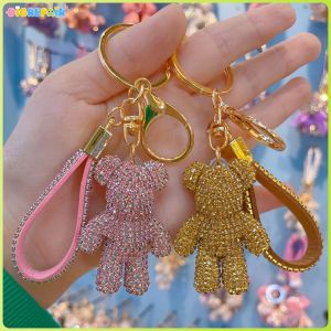 DIGREPAIR ใหม่แฟชั่นเพชรนั่งหมีพวงกุญแจ ผมรถKey น่ารักกระเป๋าจี้ของขวัญ Rhinestone 7cm