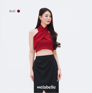 Welabelle Giselle Cross Halter Top Summer / Atasan Crop Pesta Pantai (T85)