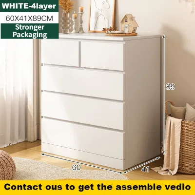 KEKEE Drawer Cabinet With Storage 5 Layer Almari Baju Chest Drawer White Putih Storage Wardrobe Home Almari Pakaian柜子
