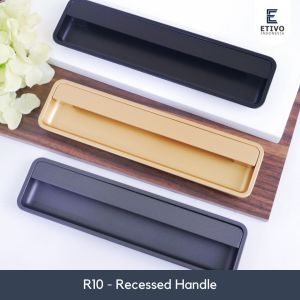 Tarikan Laci Tanam - Etivo R10 - Hitam dan Gold - Gagang Lemari Recessed Handle minimalis modern