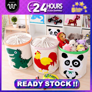 Toys Storage Basket Washable Oxford Cloth Baby Dirty Clothes Organizeer Bucket Box Kotak Kain Mainan Baju Boleh Dibasuh Dengan Penutup (Panda Dinosaur)