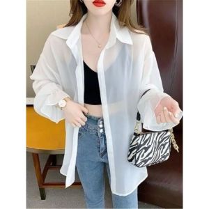BestStore - Kemeja Cardigan Transparan Ukuran XL / Kemeja Wanita OOTD / Kemeja Transparan